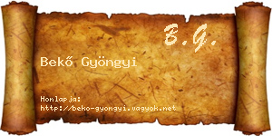 Bekő Gyöngyi névjegykártya